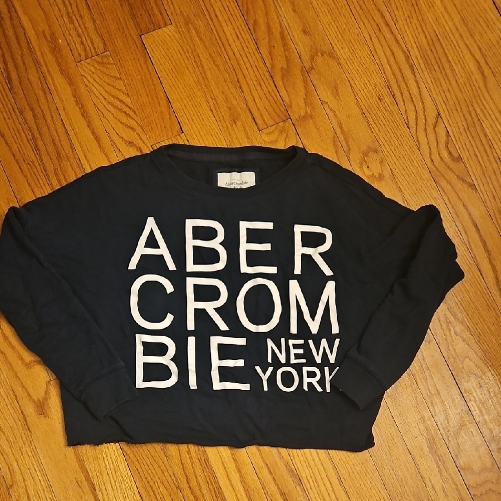 Abercrombie & Fitch Navy Blue Sweatshirt with White Lettering - Size XS So Cute!